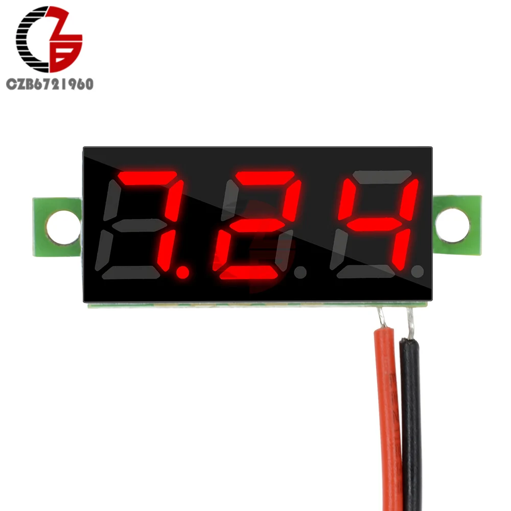 DC 2.5-30V Red DC 0 V-100 V 0,28 дюймов светодиодный цифровой вольтметр измеритель напряжения детектор напряжения монитор тестер панель автомобиля 12V 24V красный зеленый синий желтый - Цвет: DC 2.5-30V Red