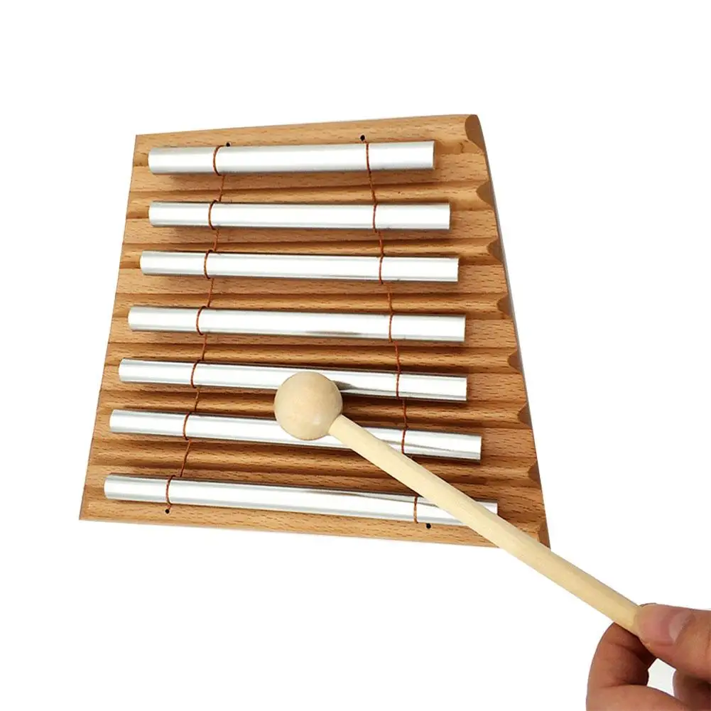 Wooden 7 Tone Tabletop Chime Xylophone Percussion Instrument Smooth Surface Kids Musical Toy Baby Educational Toys Gifts