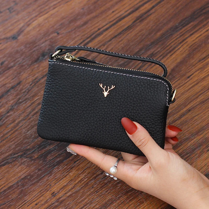 Genuine Leather Women Wallets and Coin Purses 2023 Fashion Zipper Credit Card Holder Wallet Short Ladies Designer Change Purse