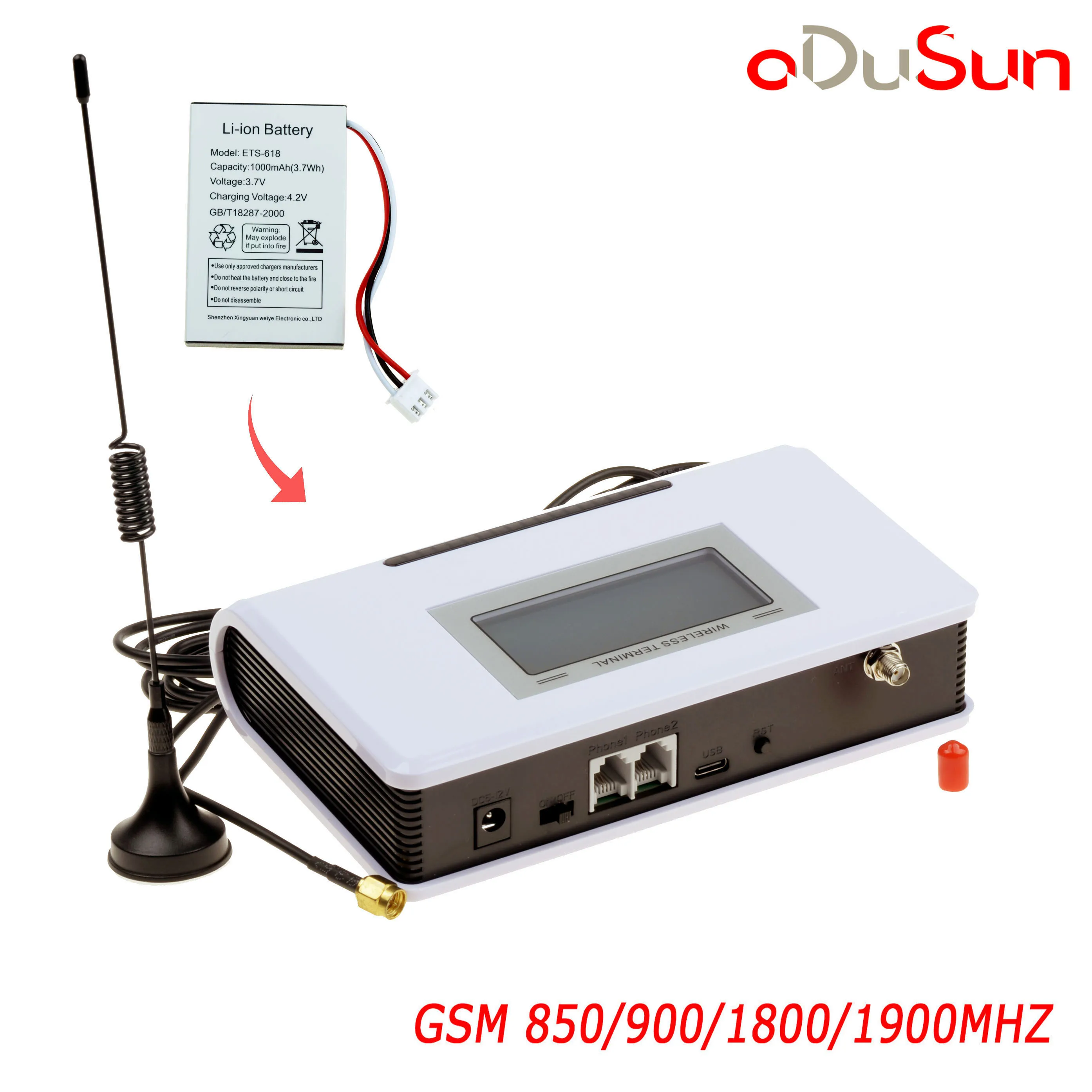 GSM Fixed Wireless Terminal Router With Battery LCD display for Alarm System PABX Elevator IMEI Changeable