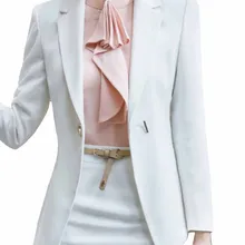 Осенний модный белый костюм, деловая рабочая одежда, корейский Блейзер, Женский деловой пиджак, женское весеннее пальто