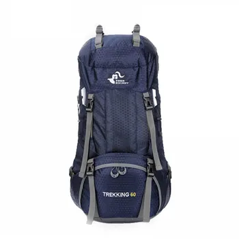 

Sports Zipper Large Capacity Hiking 60L Adjustable Strap With Rain Cover Climbing Durable Outdoor Backpack Waterproof Polyester