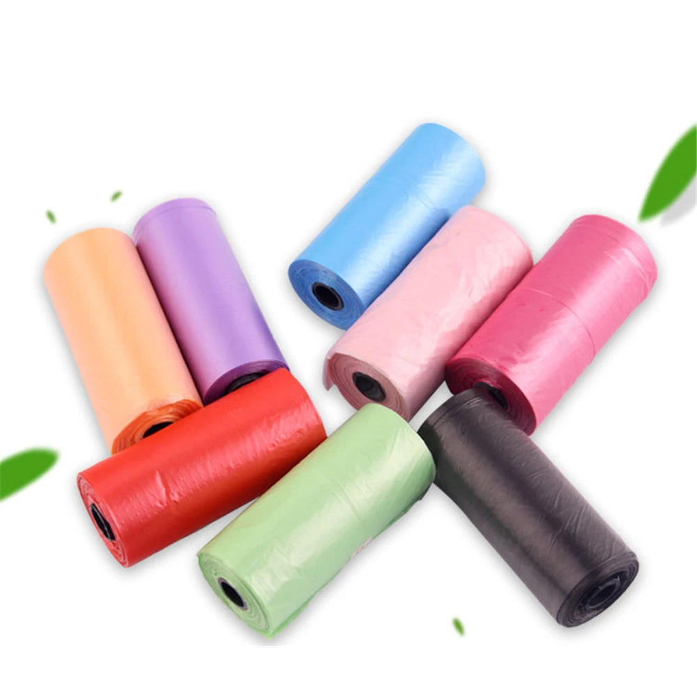 15pcsRoll Dog Poop Bag Pet Pick Up Plastic Garbage Bags Thick Convenient Outside Toilet Clean Waste Trash Bag Garbage Dispenser (1)