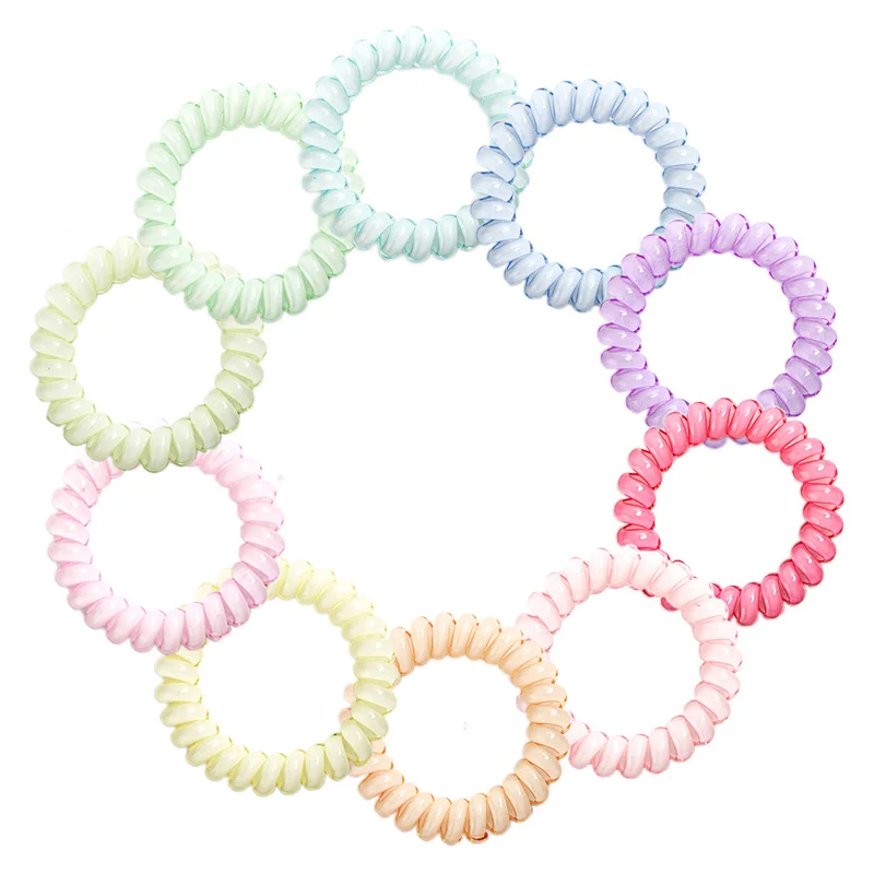 

New Telephone Line Hair Ring Jelly Hair Rope Good Elasticity Bright Colors High Quality Hair Band for Women Girl