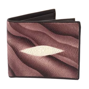 

Unisex Authentic Stingray Skin Short Style Men's Brown Chic Wallet Card Holders Genuine Leather Male Small Trifold Wallet Purse