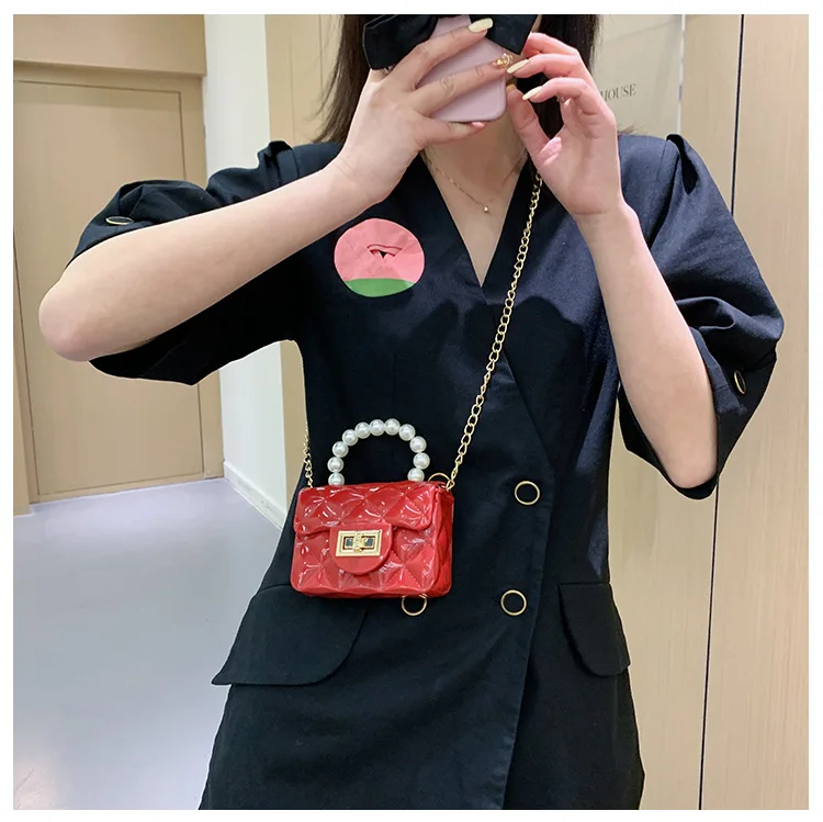 Dikaril Women Mini Handbag New Elegant Shoulder Messenger Portable Chain Bag Girl Cute Bag Pearl Crossbody Rhombus Small Bags