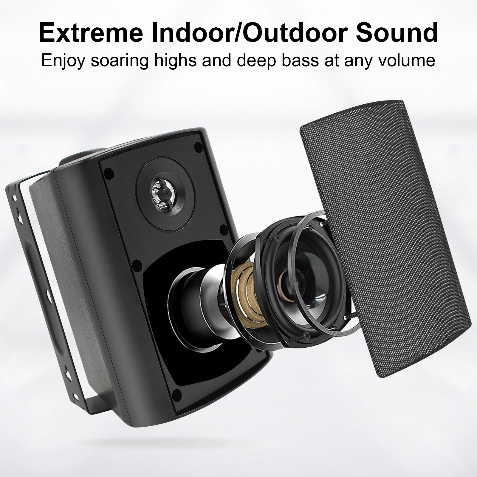 4PCS Passive Outdoor Speakers Wired Waterproof 4'' 2-Way 400W Wall Mounted Speakers With Dome Tweeter All-Weather Durability 3