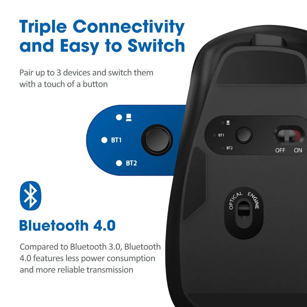 recarregável computador mouse 8 botões 3200 dpi