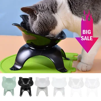 

Cat Bowls Double Pet Bowls With Raised Stand Pet Food and Water Bowls For Cats Dogs Feeders Pet Products Non-slip Cat Bowl Round