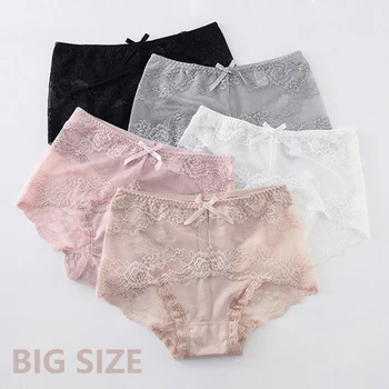 

Big Size Women's Panties Sexy Lace Panty Underwear Female Comfortable Intimates Fashion breathable briefs Girlfriend Gift