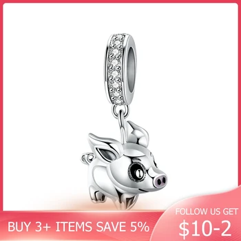 

CodeMonkey 2019 New 925 Sterling Silver Delicate Piggy Pig Animal Pendant Charms fit Bracelets & Girlfriends Jewelry CMC1110