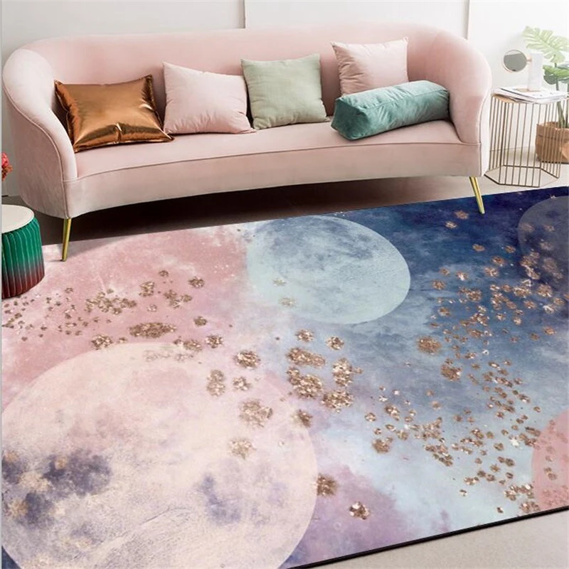 Абстрактный космический звездный большой коврик розовый скандинавский стиль гостиная дети кабинет спальня диван нескользящий ковер домашний пол дверной коврик