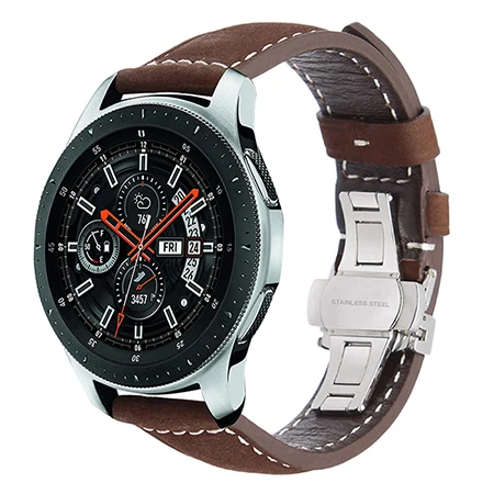 

Italy Genuine Leather Watchband 22mm Quick Release Band Butterfly Clasp Strap for Samsung Galaxy Watch 42mm 46mm