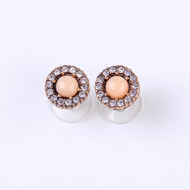 

Resin Earrings Vintage Gold Color For Women Trendy Crystal Earring Studs Wholesale Fashion Jewelry