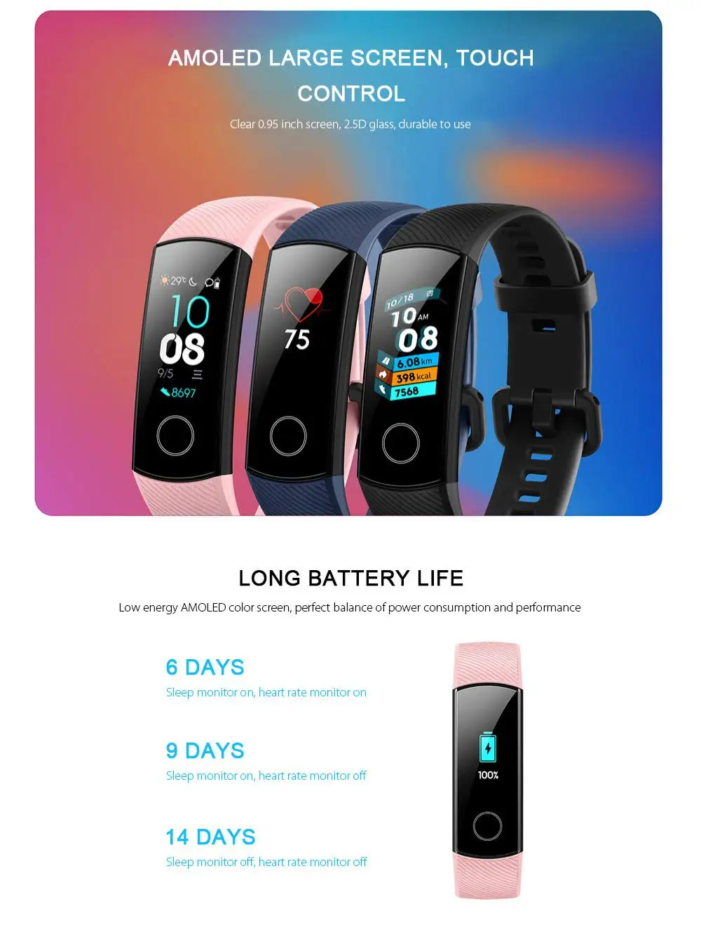 Фитнес трекер HUAWEI Honor Band 4 6 осевым инерционным монитор сердечного ритма полный