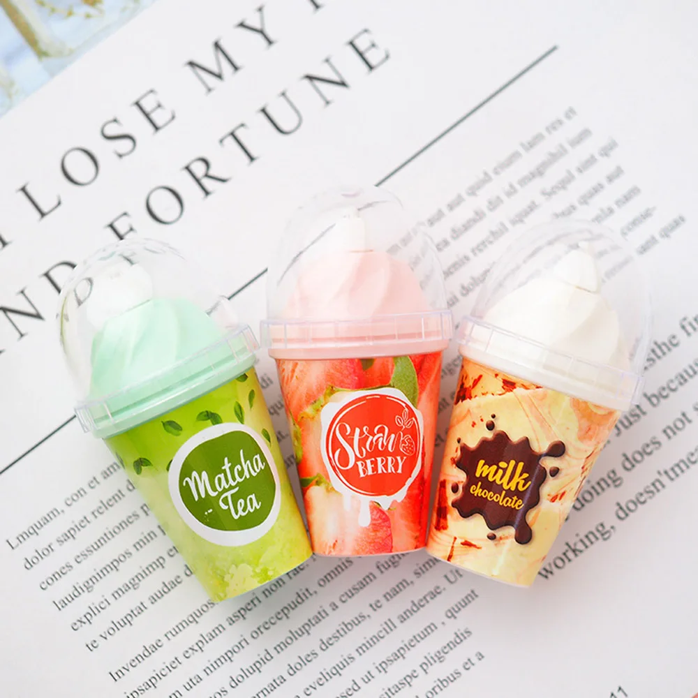 

1 Pcs Cartoon Mini Milk Tea Cup Shape Plastic Correction Tapes Ice Cream Corrector Stationery Students School Supplies