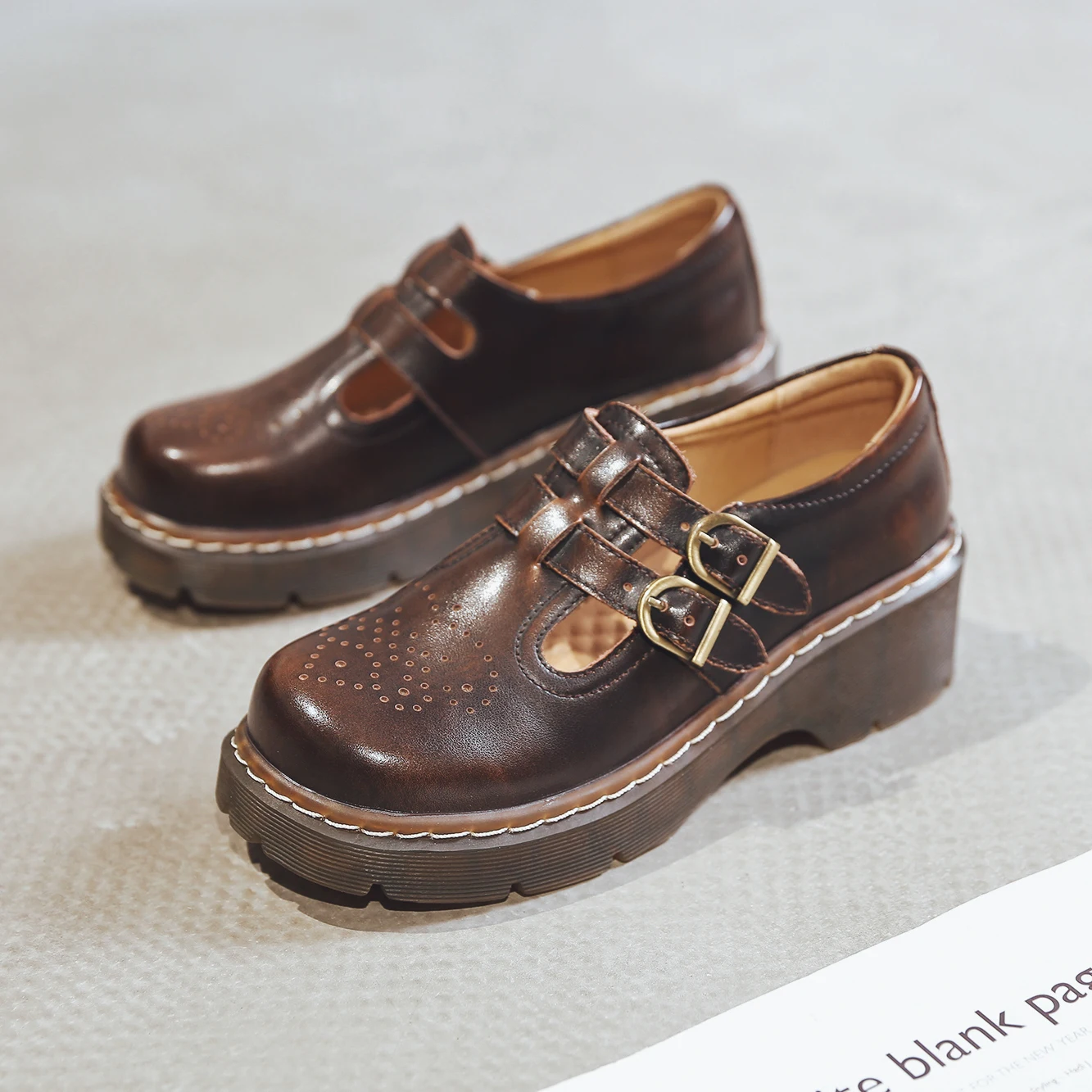 Mori Girl JK Dress Shoes Mid Heel Mary Jane Slip-on Vintage Pumps