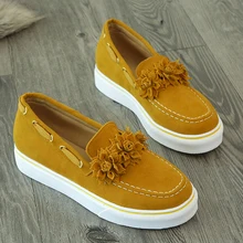 Весенние Полусапоги с круглым носком и с меховой подкладкой Для женщин Повседневное, Обувь Слип-он, с круглым носком женские туфли на плоской подошве пять цветов ; мягкие и удобные туфли-лодочки