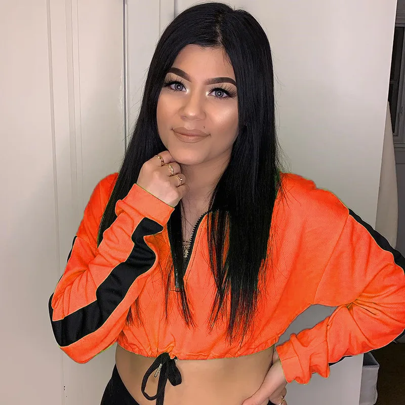 

GXQIL Cool Sport Top Women Autumn Winter Gym Fitness Top Woman Dry Fit Running Jogging Sports Tops Femme Orange Female T-shirt M