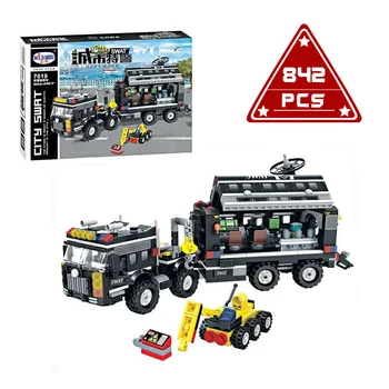 

842Pcs City SWAT Series Command Vehicle Building Block Small Particles Vehicle Toy DIY Construction Toy For Children Kids Toys