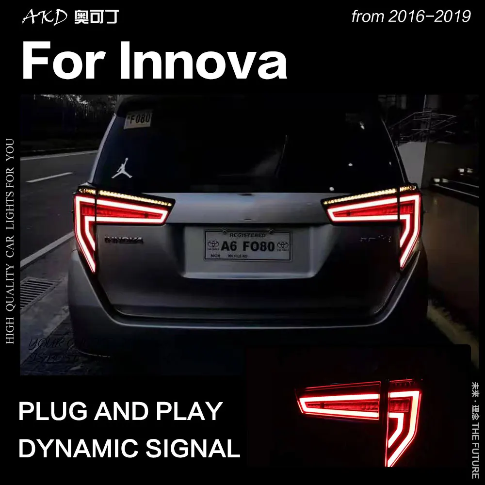 

AKD Car Styling for Toyota Innova Tail Light 2016-2019 Innova Tail Lamp LED DRL Dynamic Signal Brake Reverse auto Accessories