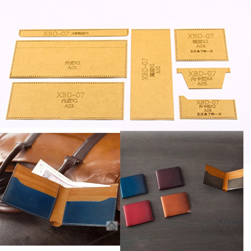 DIY leather craft card holder wallet template stencil 500gsm heavy weight kraft paper pattern 11x9cm leather craft template