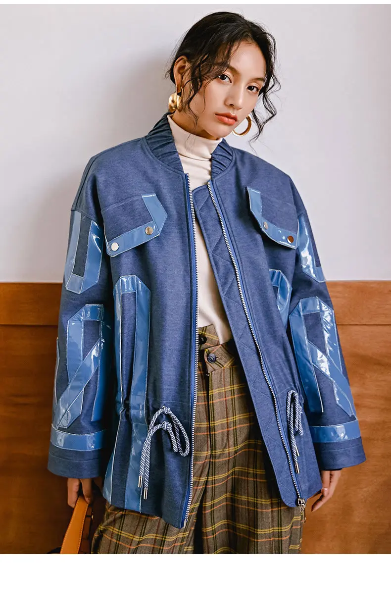 HG Streetwear Splice Winter Jacket Women Punk Style Locomotive Tops Trend Plus Size Coat Women Autumn Fashion Wind New XJ2660