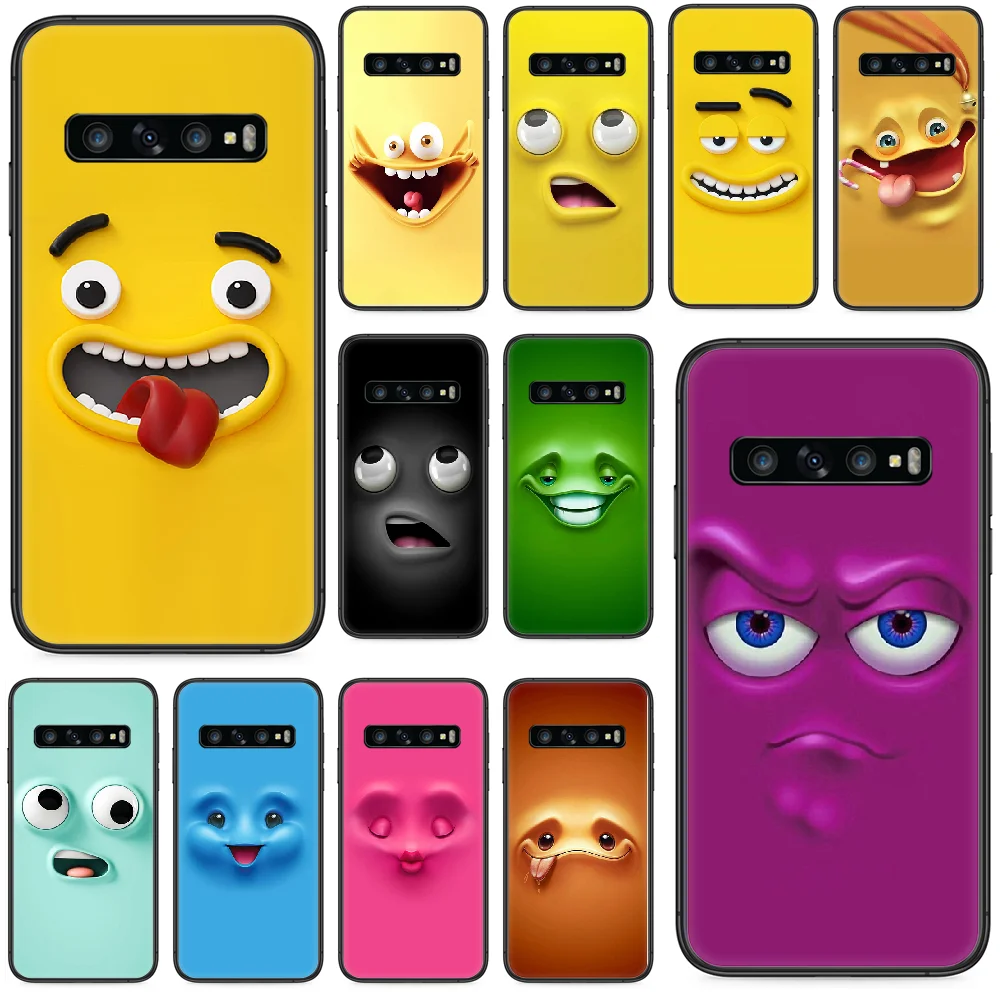 Funy face чехол для телефона Samsung Galaxy S 10 20 3 4 5 6 7 8 9 Plus E Lite Uitra black Etui trend