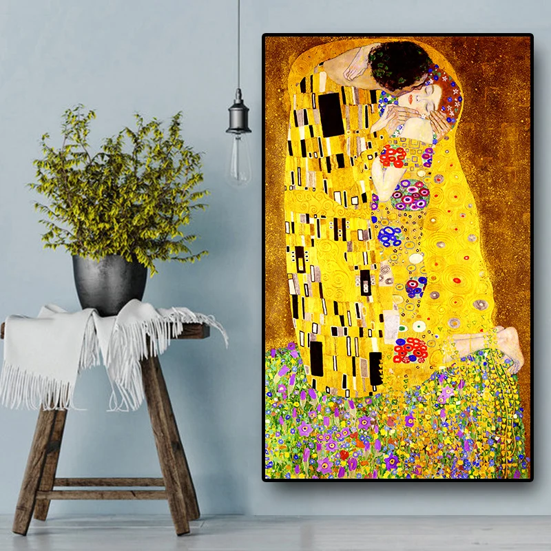 

Gustav Klimt Kiss Reproductions Figure Oil Painting on Canvas Art Scandinavian Posters and Prints Wall Picture for Living Room