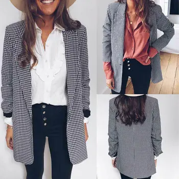 

Women Slim Casual Blazer Suit Jacket Long Sleeve Coat Outwear Tops