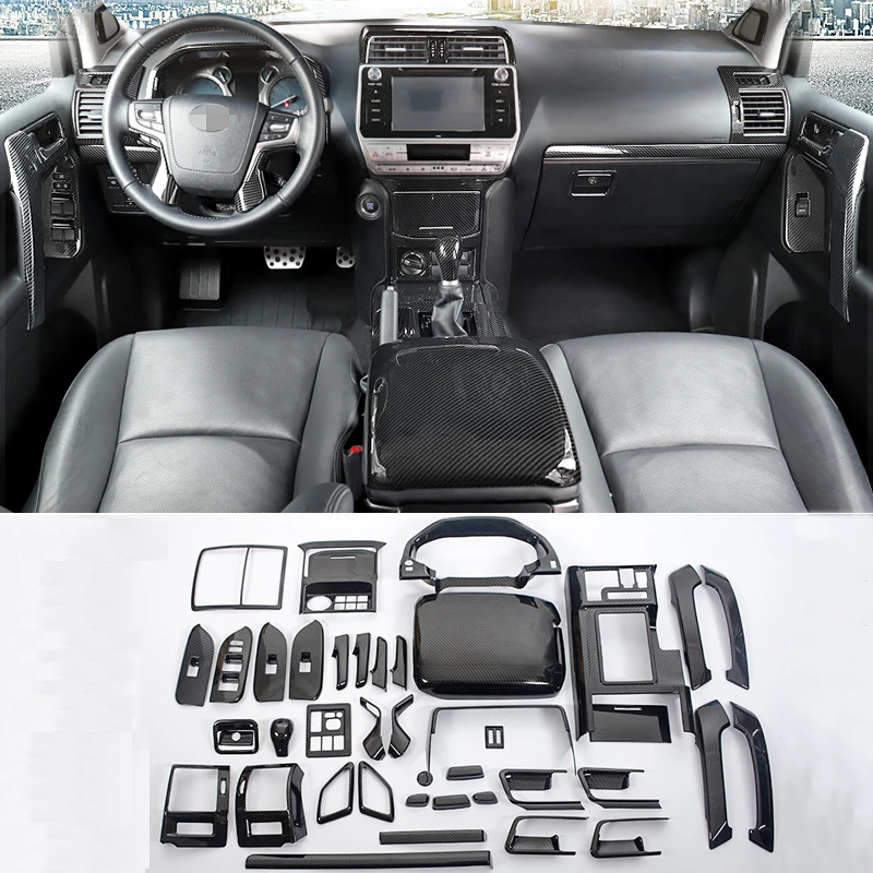 Для Toyota Land Cruiser Prado FJ150 2018-2020 ABS узор из углеродного волокна внутренняя отделка