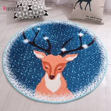 Рождественский круглый ковер нескользящий коврик с животным узором для дома, спальни, коврик для ног, украшение, подушка для компьютерного кресла