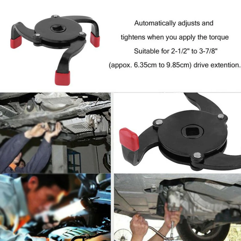 

Three-jaw Oil Filter Wrench Replacement Accessories Off-Road Black Steel