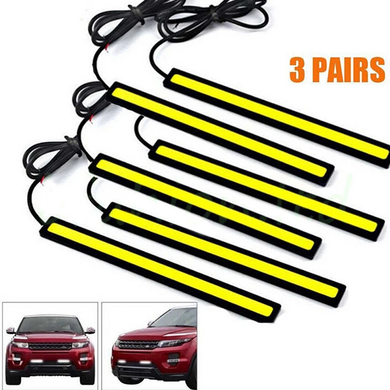 

6x 12V LED STRIP DRL DAYTIME RUNNING LIGHTS FOG COB CAR LAMP DAY DRIVING UK