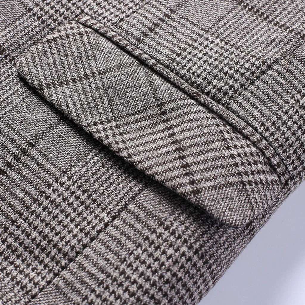Деловой клетчатый повседневный мужской пиджак модный Блейзер masculino slim fit костюм с отворотом мужской пиджак одежда costume homme костюм