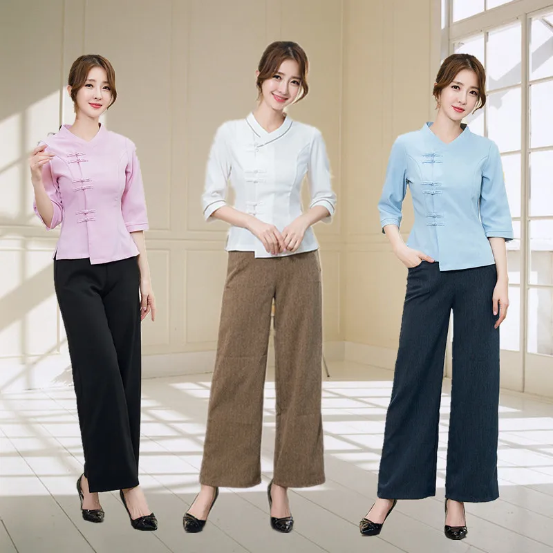 

New Products Stewardess Clothing Restaurant Waiter Beauty Salon Beautician Work Clothes Spa Health Care Uniform Half-sleeve Shir