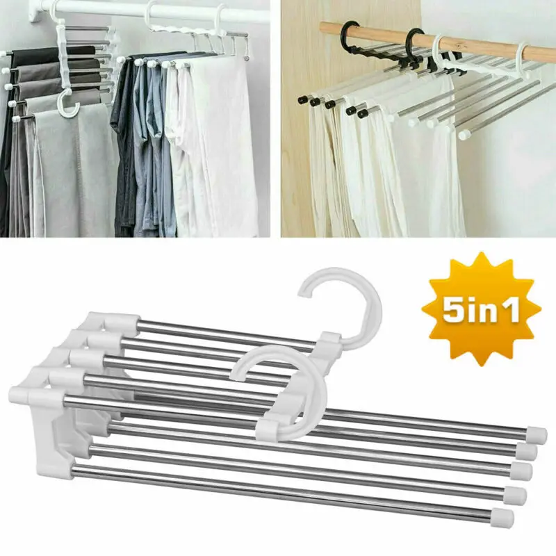 

5 in1 Pants Rack Shelves Stainless Steel Multi-functional Wardrobe Magic Hanger