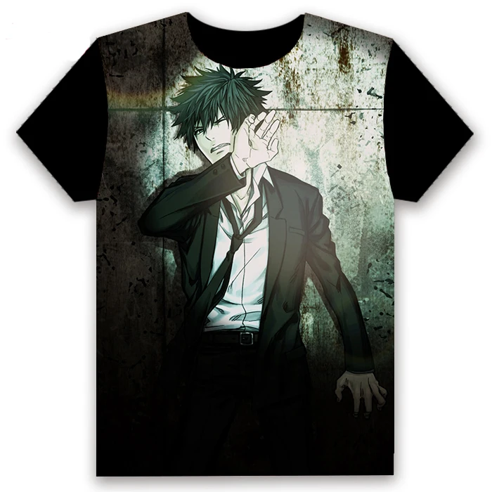 Модная футболка аниме Psycho-Pass Kougami Shin'ya Tsunemori, топы с короткими рукавами для косплея, повседневная черная футболка унисекс, летняя забавная футболка - Цвет: 4