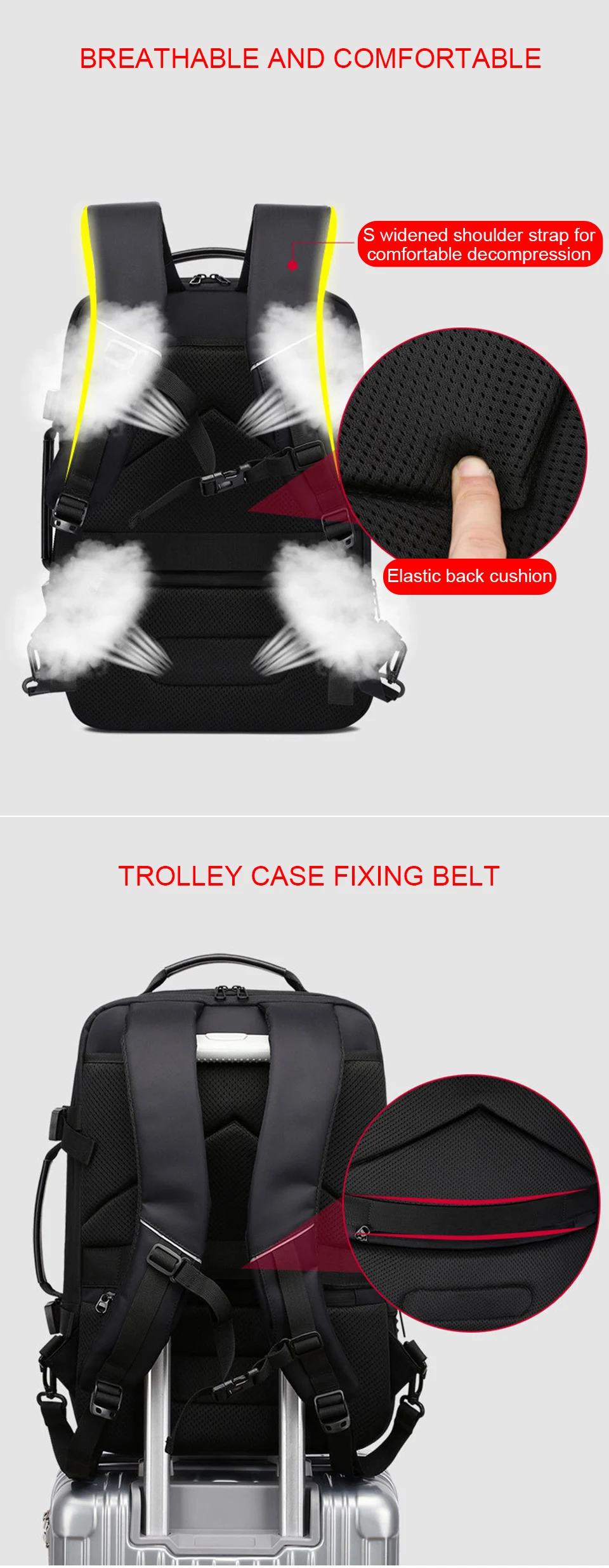 Fashion Laptop Bags Business Men Backpack 15.6 Inch Notebook Travel USB Charging Waterproof Backpacking Male Women Smart Bagpack (6)