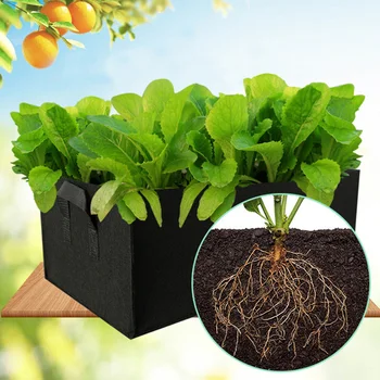 

5pcs Rectangle Grow Bag Nursery Reusable Flowers Vegetables Planting Container Felt With Handles Seedling Potatoes Garden Tool