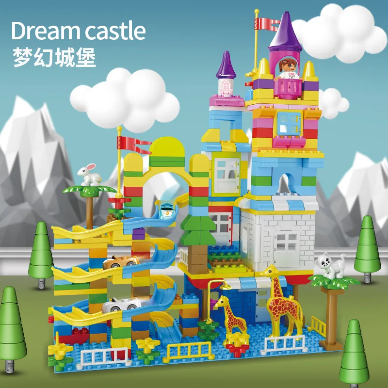 

Big Particle Roof Blocks Compatible City House Big Size Slide Building Blocks Castle Brick Toys for Children
