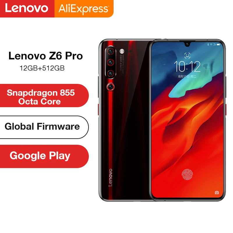 Оригинальная глобальная Встроенная память lenovo Z6 Pro 12 ГБ 512 Snapdragon 855 Octa Core 6 39 &quotFHD