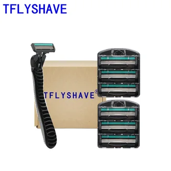 

TFLYSHAVE 1pcs Holder 6pcs Blades Men Manual Shaver 3 Layers Can Be Rotated Replaceable Blade Great Quality Stainless Steel