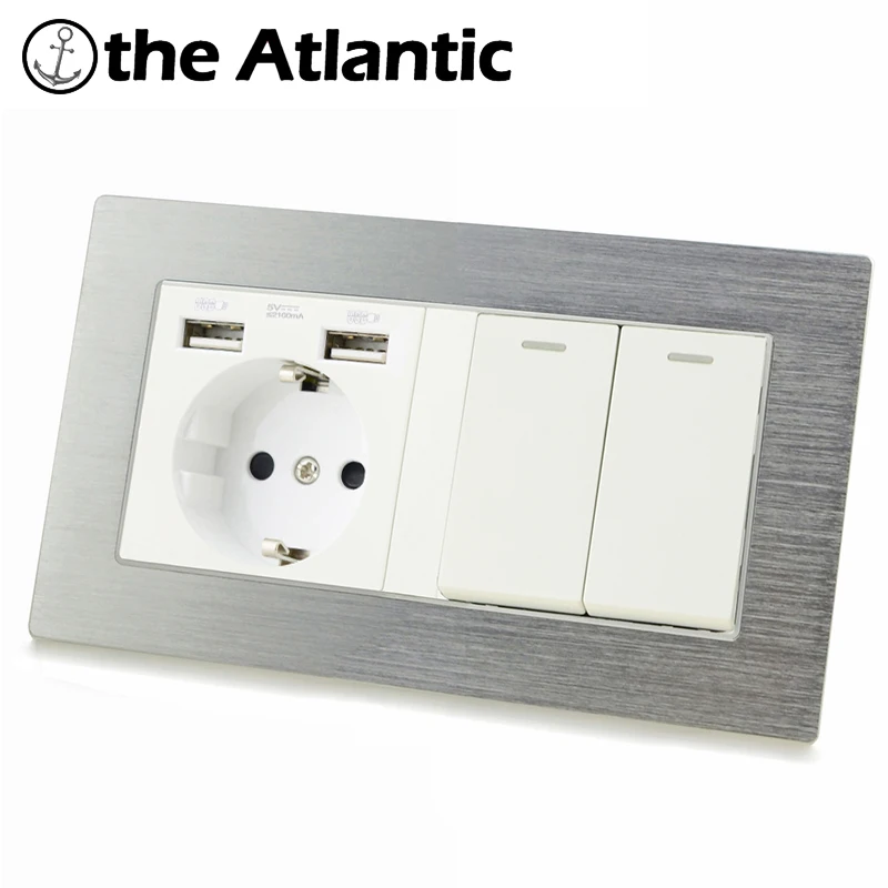 Atlectric DE EU штепсельная вилка настенная розетка USB порт 1 2 3 4 банды светильник