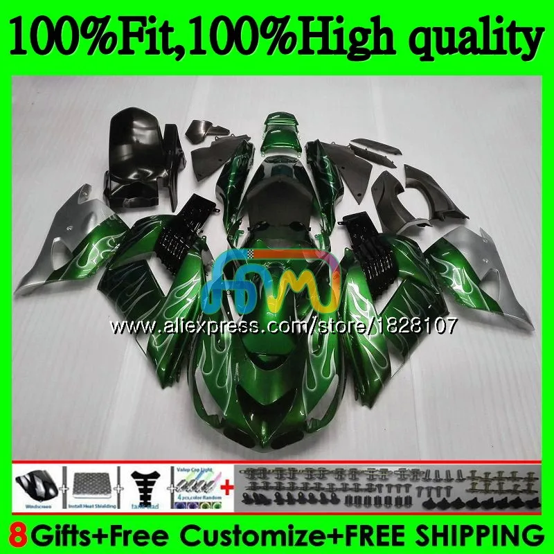 Инъекции для KAWASAKI ZX 14R ZX14R 06 07 08 09 10 11 серебро пламя 21BS. 42 ZZR1400 ZX-14R 2006 2007 2008 2009 2010 2011 обтекатель - Цвет: No. 1
