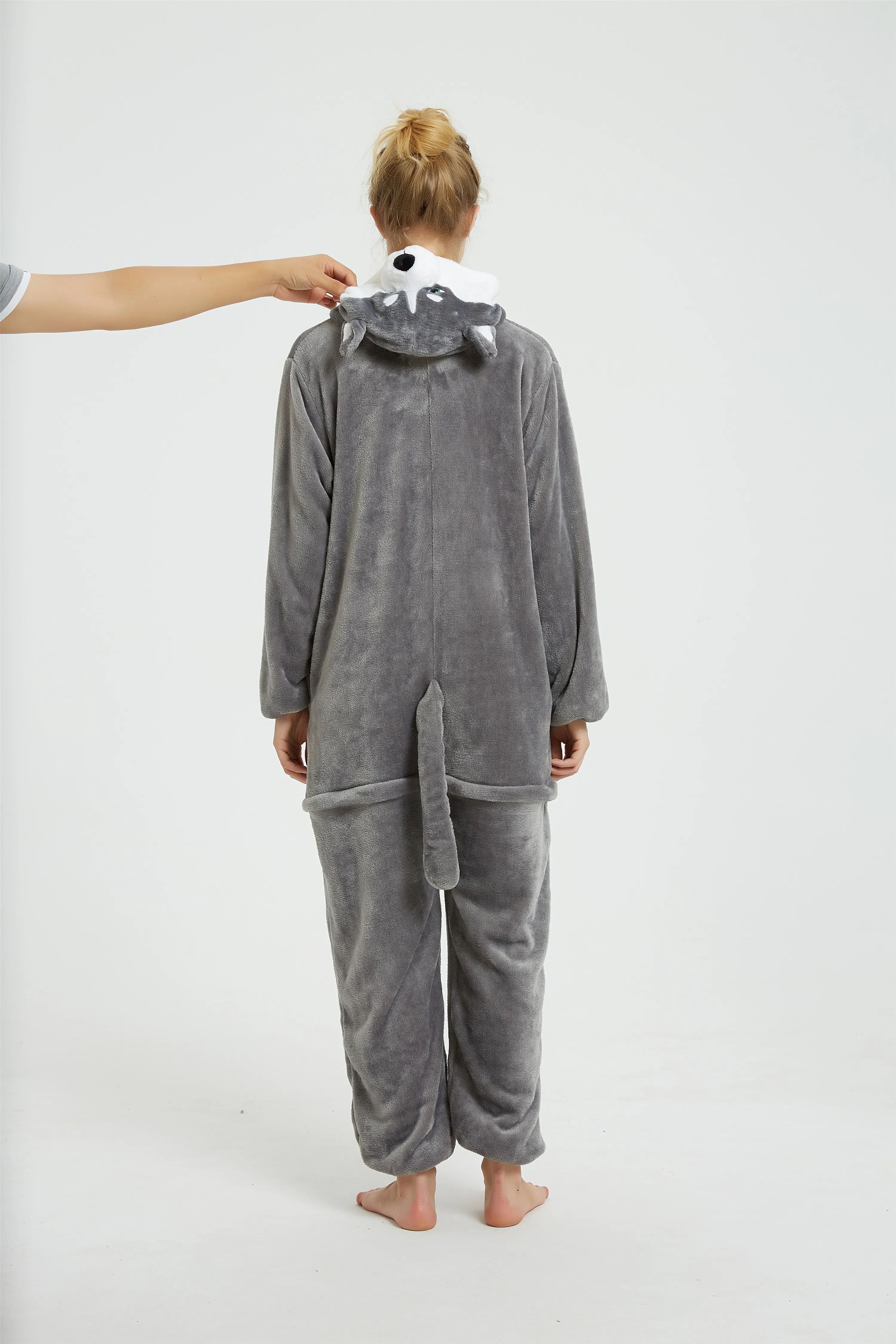 Kigurumi Flannel Adult Huskie Dog Onesie Cartoon Pajama Animal Husky Halloween Party Costume Jumpsuits Hooded Pyjamas