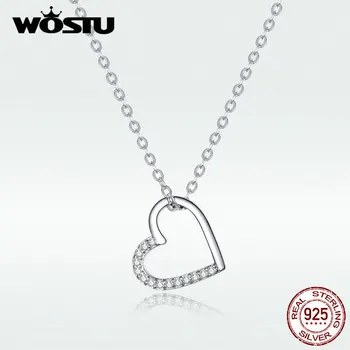 

WOSTU 100% Real 925 Sterling Silver The Shape Of Love Heart Necklace Mean Love Forever For Women Making Fashion Jewelry BKN347