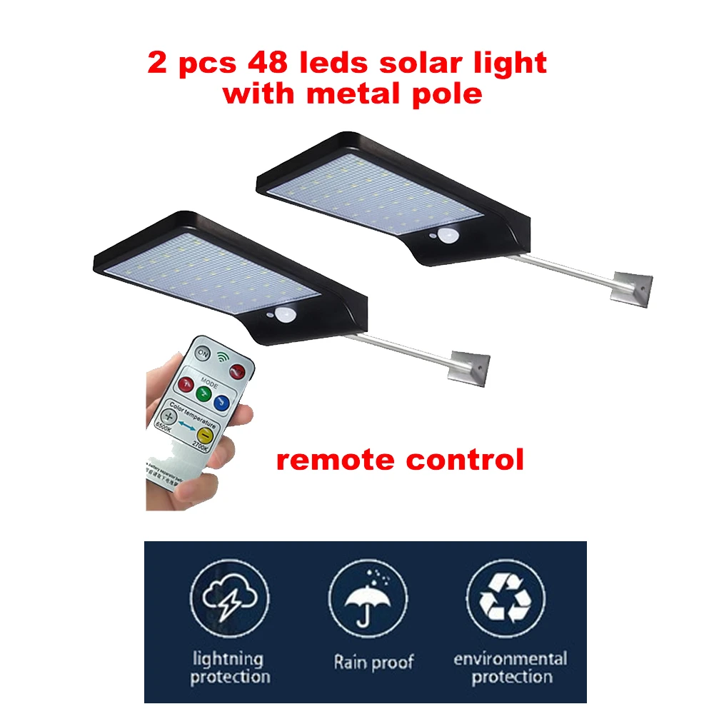 

2/4pcs Outdoor Solar Lights 48 LED Bright Motion Sensor Wall Light with 3 Modes Wireless Waterproof IP65 Night Lights for Outsid
