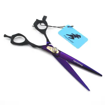 

7.0" Hairdressing Barber Professional Black handle purple Cutting Scissors non-slip Hair Shears 440c Salon Hair cutting Scissors
