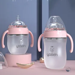 160/260ml Anti-fall Baby Silicone Bottles Imitation Breast Milk Pacifier for Baby Milk Feeding Newborn Baby Infant Nipple Bottle